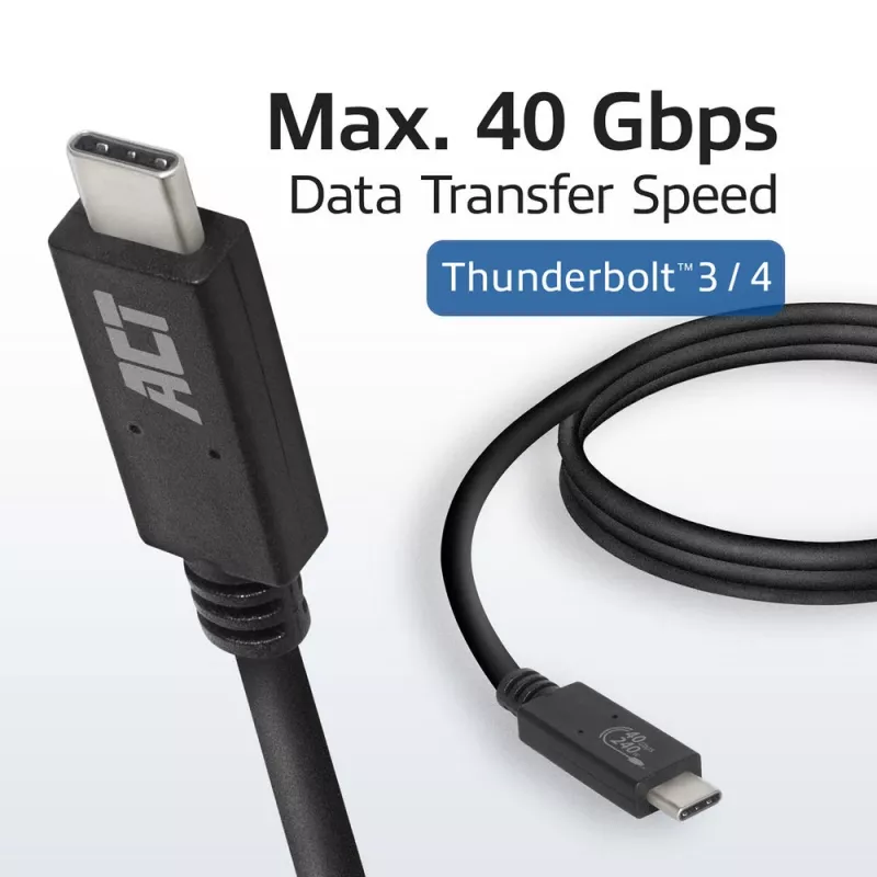 ACT USB4® 40Gbps 240W USB Type-C® kabelis, USB-IF sertificēts, 0.8 m