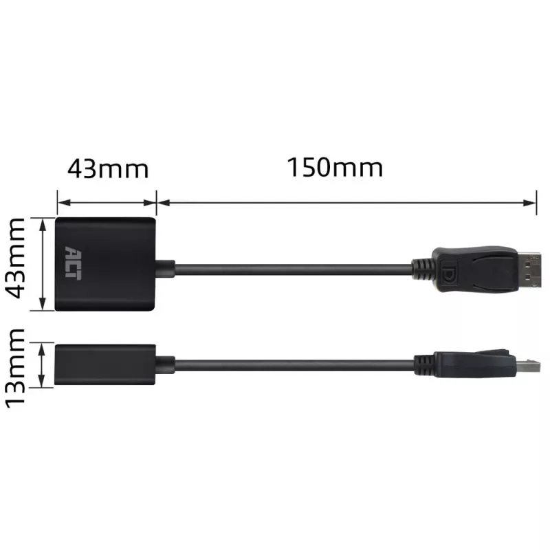 ACT DisplayPort vīriņš uz DVI sieviņu adapteris 0.15m AC7510