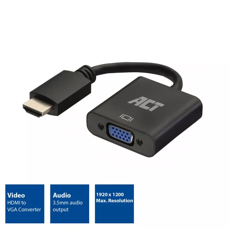 ACT AC7535 HDMI–VGA adapteris ar audio, 0.15 m