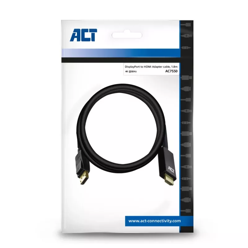 ACT AC7550 DisplayPort–HDMI adaptera kabelis 1,8 m