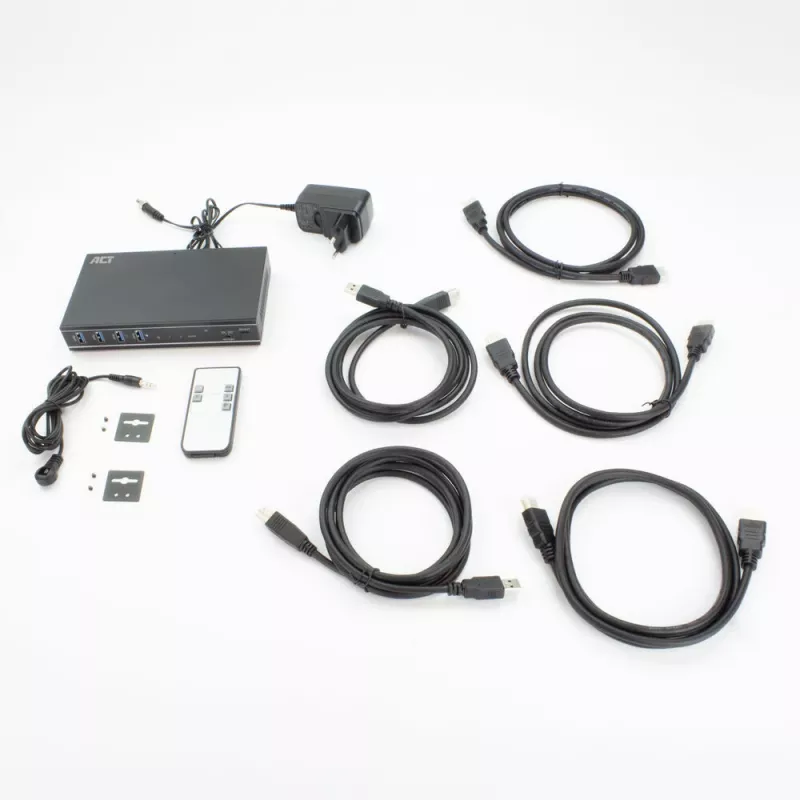 ACT 2-portu HDMI KVM slēdzis 4K@60Hz, USB 3.2 Gen1