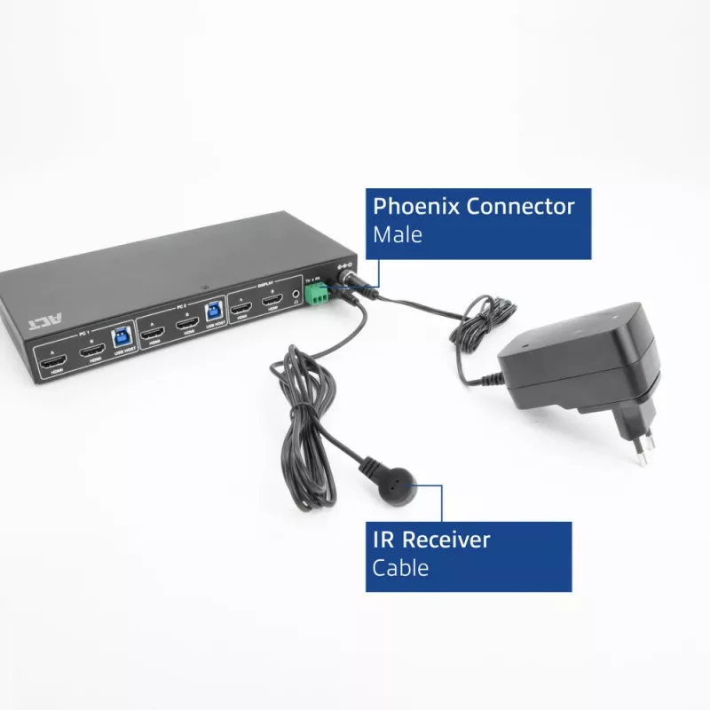 ACT 2-Portu Dual HDMI 4K@60Hz KVM slēdzis, USB 3.2 Gen1 (USB 3.0)