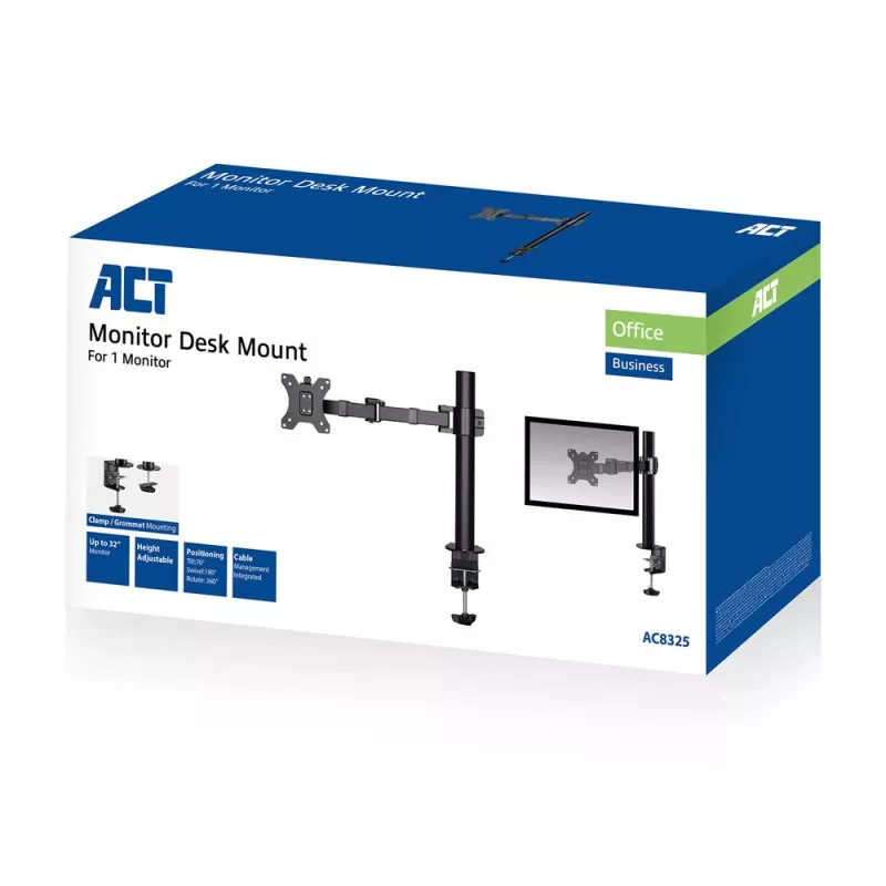 ACT viena monitora rokas stiprinājums office solid pro Clamp/Caurstiprinājums 12 kg 10-32 collas
