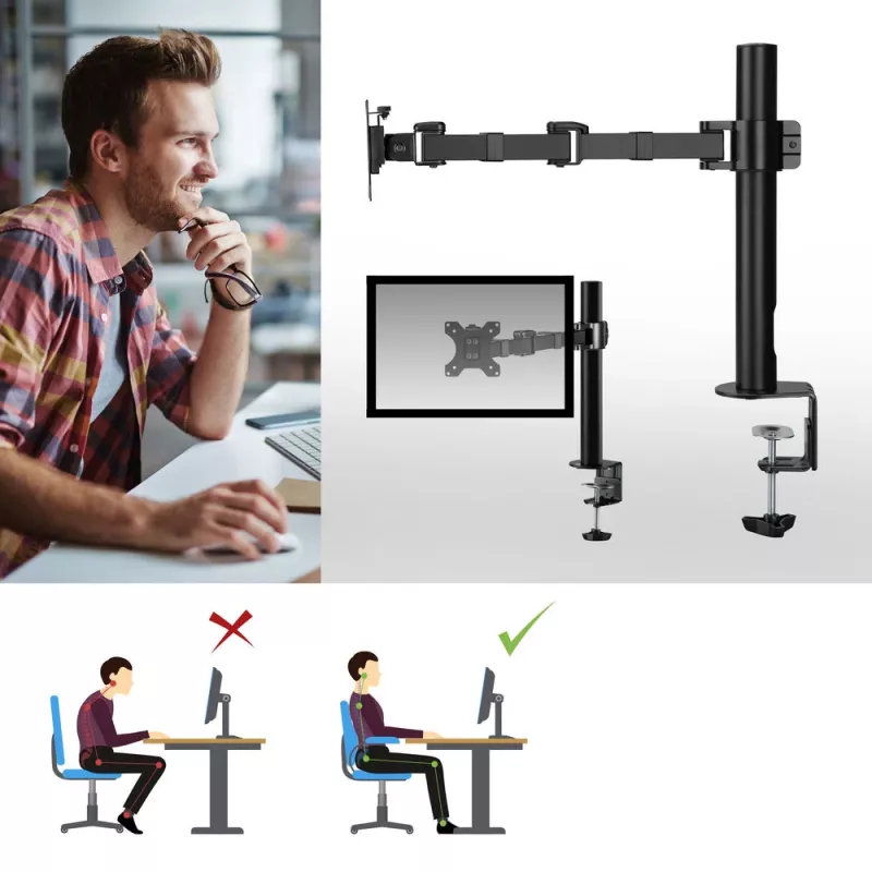 ACT viena monitora rokas stiprinājums office solid pro Clamp/Caurstiprinājums 12 kg 10-32 collas