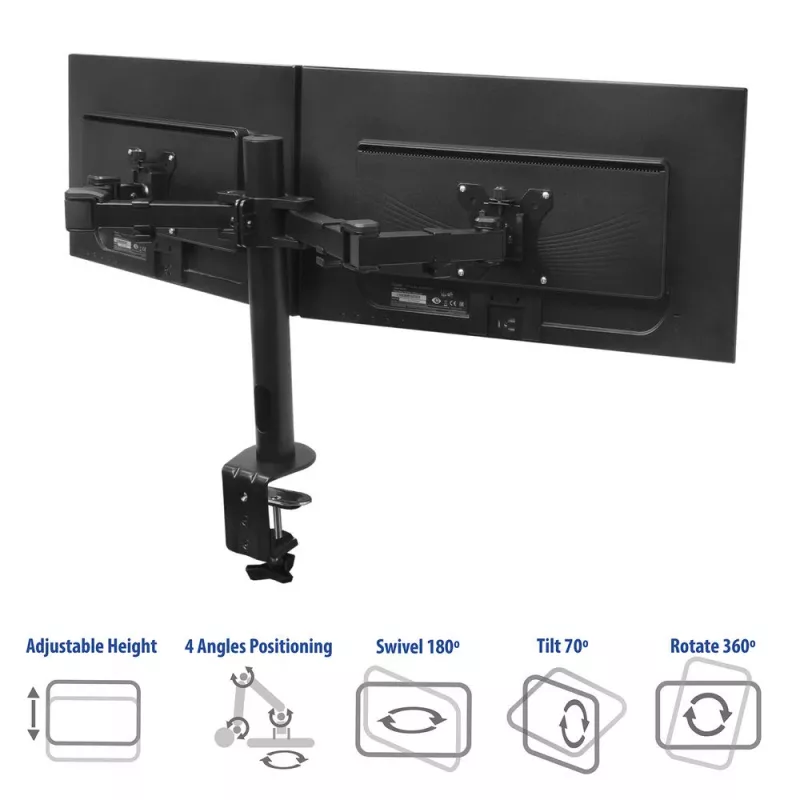ACT Divu monitoru roka Office Solid Pro, skavu/caururbšanas stiprinājums, 12 kg, 10-32 collas