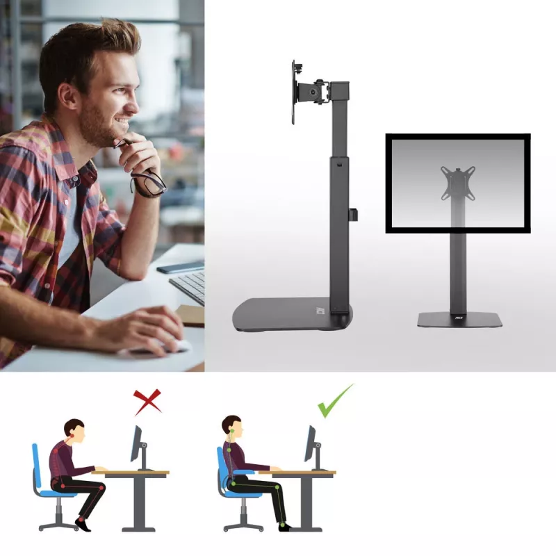 ACT Brīvi stāvoša gāzatsperes monitora roka 7 kg 10–32 collām