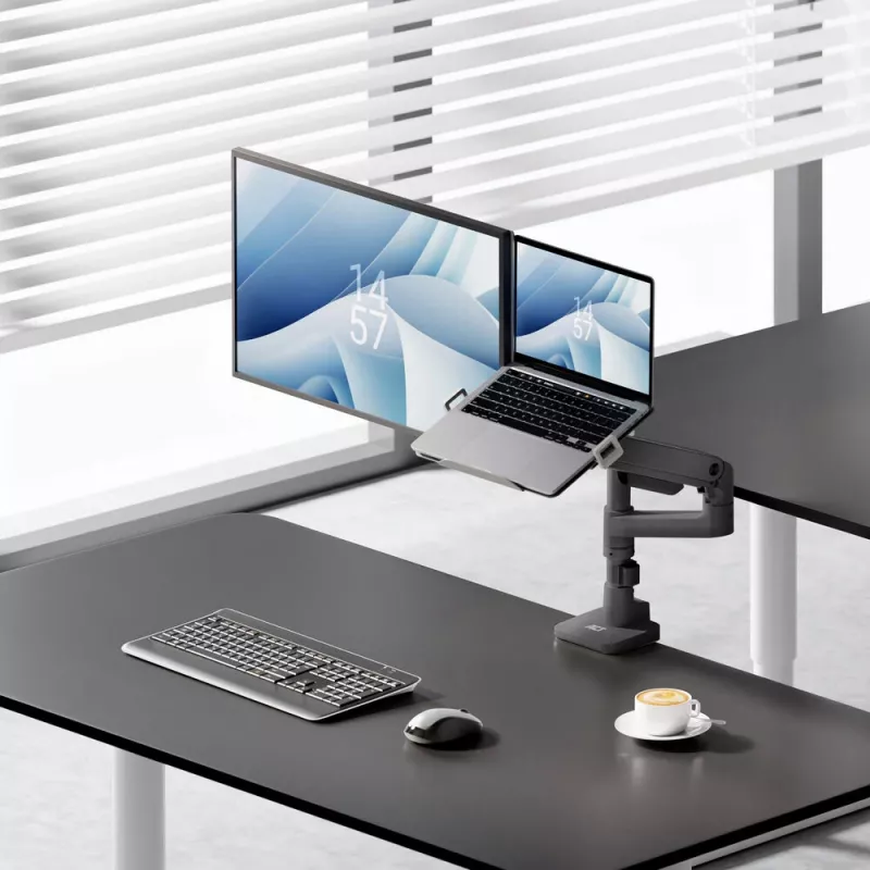 ACT AC8341 Laptop un monitora rokas stiprinājums ar gāzes atsperi, melns, līdz 49 collām