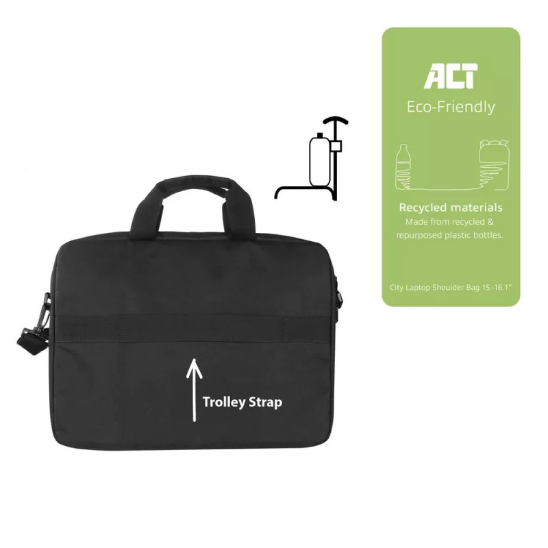 ACT City AC8505 vīriešu soma portatīvajam datoram līdz 16.1 collām, pārstrādāta plastmasa