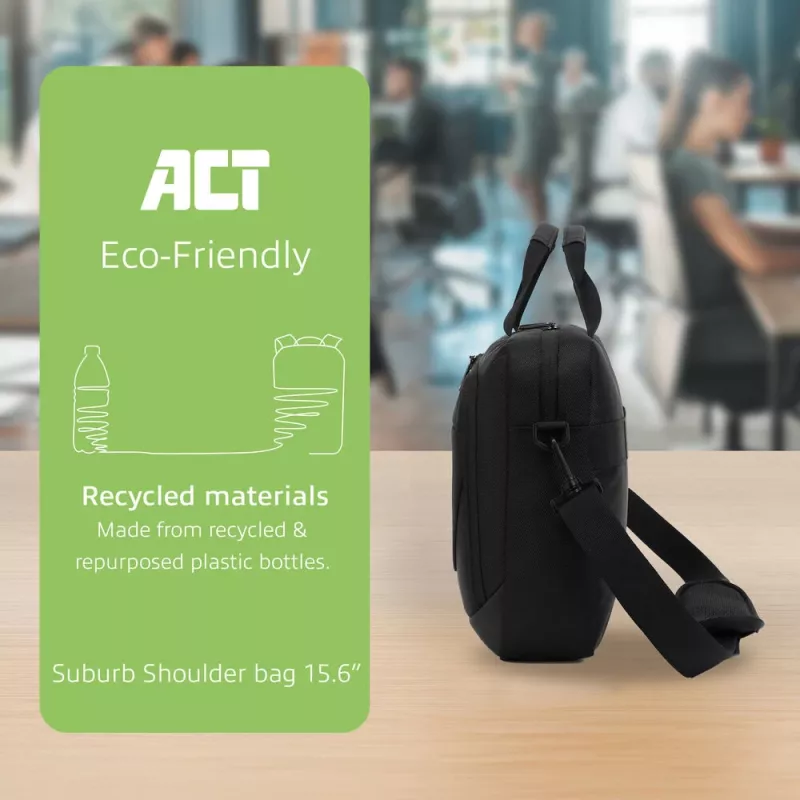 ACT Suburb plecu soma klēpjdatoriem līdz 15.6 collām, izgatavota no pārstrādātām plastmasas pudelēm