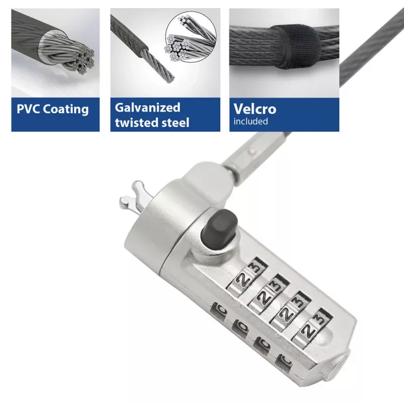 ACT Wedge Laptop Lock AC9035 kombinācijas slēdzene ar 2m metālisku trosi