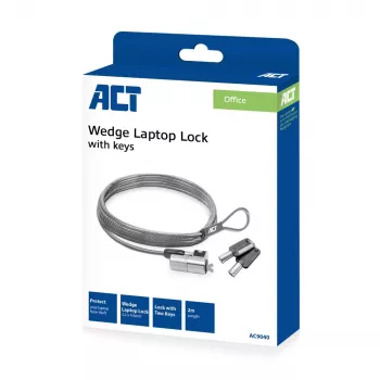ACT Wedge Laptop Lock ar atslēgām Metālisks 2m kabelis