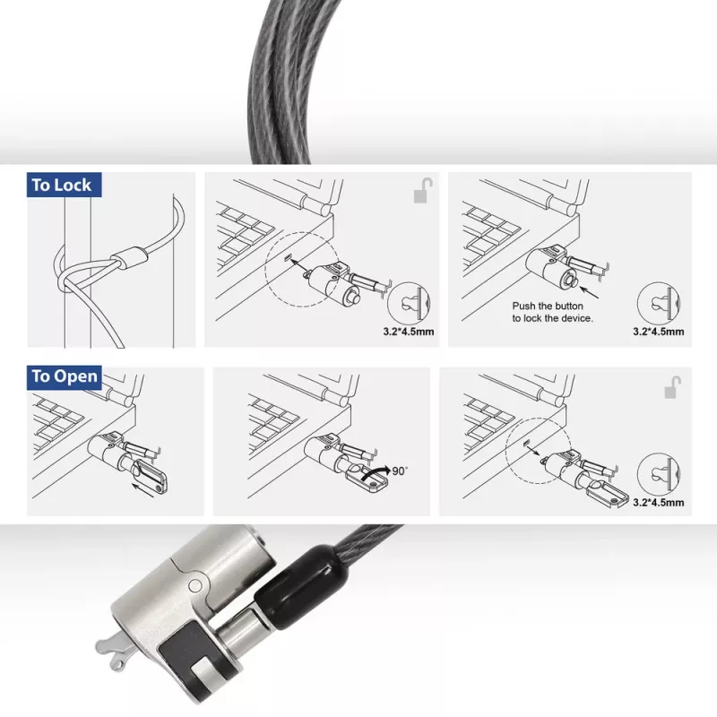 ACT Wedge Laptop Lock ar atslēgām Metālisks 2m kabelis