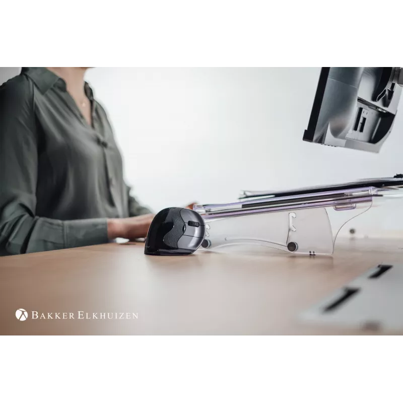 BakkerElkhuizen Evoluent D Mazā, Labā roka, Vertikāls dizains, Lāzera, USB Type-A, 3200 DPI, Melns