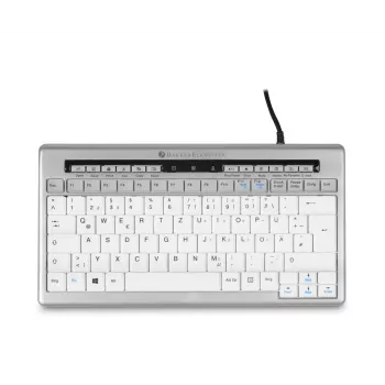 BakkerElkhuizen S-Board 840 DE Qwertz, Tenkeyless (80-87%), Vadu, USB, Šķērveida taustiņu slēdzis, QWERTZ, Gaiši pelēks, Balts