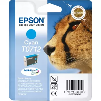 Epson Cheetah Singlepack Cyan T0712 DURABrite Ultra Tinte, Ciāna, 1 gab.