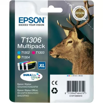 Epson Stag Multipack 3 krāsas T1306 DURABrite Ultra tinte, Ciāna, Magenta, Dzeltena, pigmenta tinte, 1 iepakojums, Multi pack