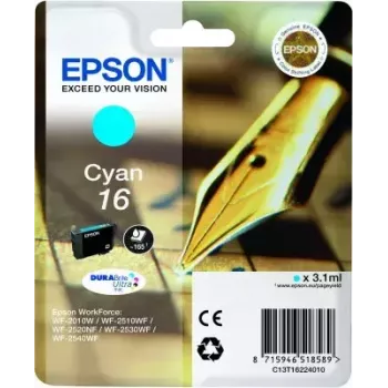 Epson C13T16224010 DURABrite Ultra Cyan tintas kasetne (standarta ietilpība, viena)