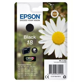 Epson Daisy Singlepack Black 18 Claria Home Ink, melna, pigmenta tinte, 5.2 ml, 1 gab., 175 lapas