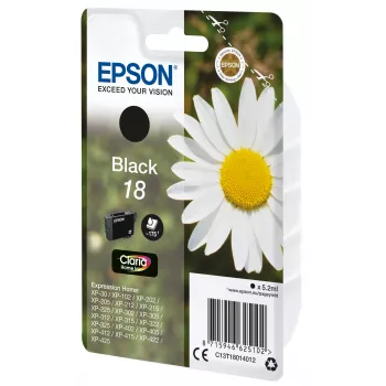 Epson Daisy Singlepack Black 18 Claria Home Ink, melna, pigmenta tinte, 5.2 ml, 1 gab., 175 lapas