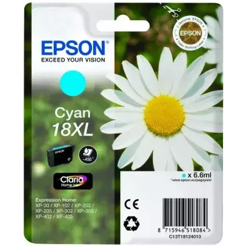 Kārtridžs EPSON tinte Cyan 18XL Claria Home Ink C13T18124010