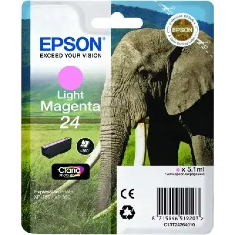 Epson oriģinālā tintes kasetne C13T24264010 pigmenta Light Magenta vienpakotne