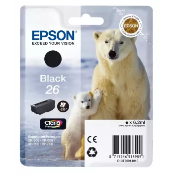 Epson Polar bear Singlepack Black 26 Claria Premium Tinte, Melna, Pigmenta tinte, 1 gab.