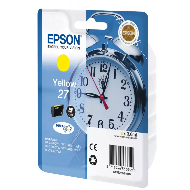 Epson 27 DURABrite Ultra oriģinālā dzeltenā tintes kasetne 1 gab.