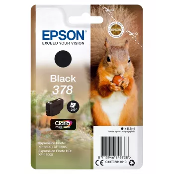 Epson Squirrel Singlepack Black 378 Claria Photo HD Tinte, Standarta ietilpība, Melna, Pigmenta tinte, 5.5 ml, 1 gab., 240 lapas