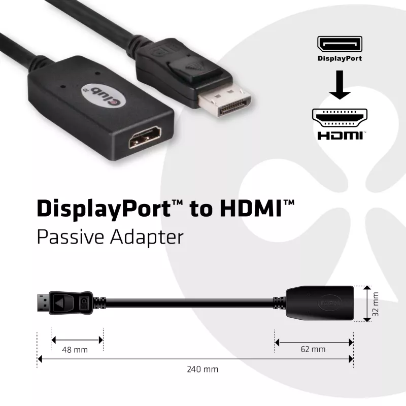 DisplayPort uz HDMI pasīvais adapteris CLUB3D CAC-1001