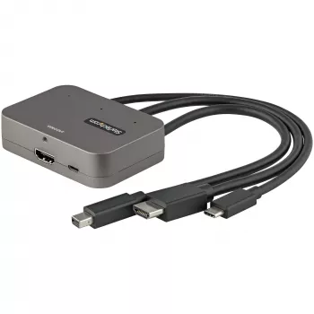 StarTech.com 3-in-1 Multiport uz HDMI Adapteris - 4K 60Hz USB-C, HDMI vai Mini DisplayPort uz HDMI Pārveidotājs konferenču telpai - Digitālais AV Video Adapteris HDMI Monitora/Pievienošanai