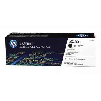 HP 305X 2-paku augstas ietilpības melnā oriģinālā LaserJet tonera kasetnes