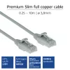 ACT Pelēks 0,25 m LSZH U/UTP CAT6 datu centra plānais lēciena kabelis ar snagless RJ45 savienotājiem