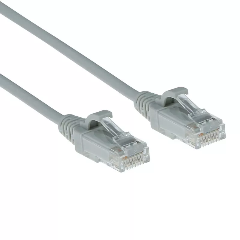 ACT Pelēks 0,25 m LSZH U/UTP CAT6 datu centra plānais lēciena kabelis ar snagless RJ45 savienotājiem