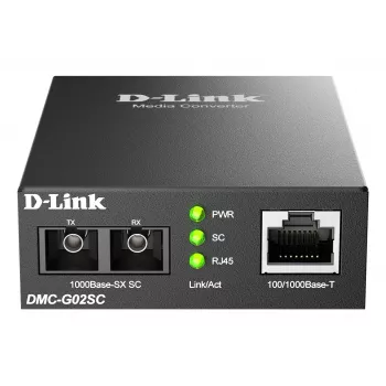 D-Link DMC-G02SC – Mediju pārveidotājs 100/1000Base-T uz 1000Base-SX SC (daudzmodu, 550 m)