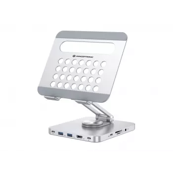 Conceptronic DONN26G statīvs planšetdatoram ar 8-in-1 dokstaciju, sudraba krāsa