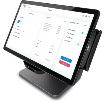 POS monitors Elo Touch Solutions E849902 15,6 collu (39,6 cm) LED 1920×1080, 8 GB RAM, 128 GB SSD, Intel 3,6 GHz, Melns