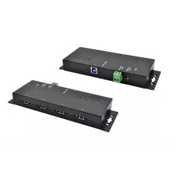 EXSYS EX-1183HMVS-2 USB 3.2 Gen 1 centrmezgls ar Type-B pieslēgumu, 4 porti, 5000 Mbit/s, melns