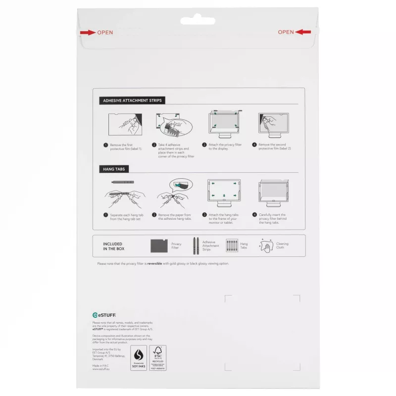 eSTUFF GLBG11257145 privātuma filtrs 29.5 cm (11.6 collu) klēpjdatoram, bezrāmja