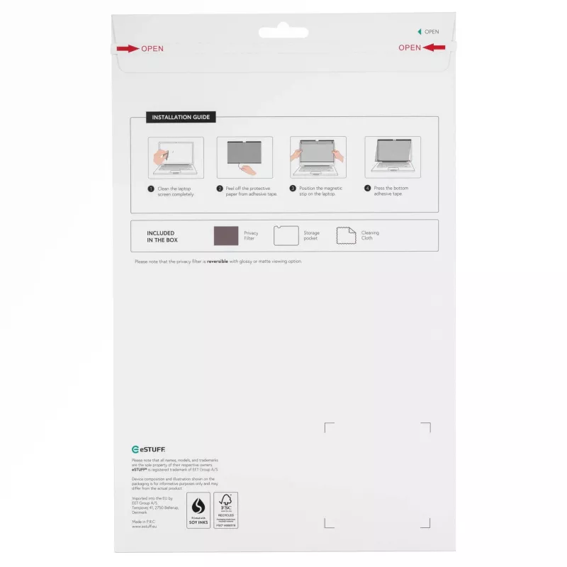 eSTUFF GLBMMB15-23 privātuma filtrs 38,9 cm (15,3 collu) bezrāmja klēpjdatora ekrāna aizsargs