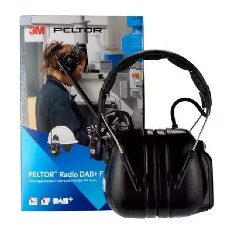 3M HRXD7A-01 bezvadu austiņas ar DAB+ un FM radio, melnas
