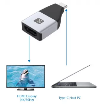 Techly IADAP USBC-HDMI4K USB grafiskais adapteris 4096 x 2160 pikseļi Melns, Sudrabs