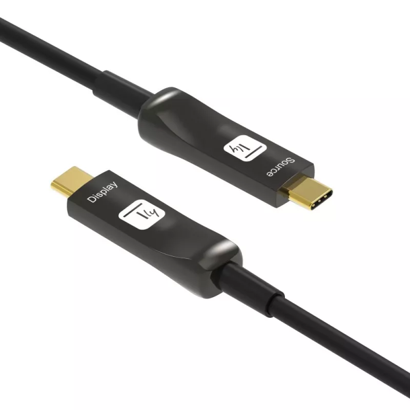 Techly ICOC-U3C-HY-015 USB-C aktīvais optiskais kabelis 15 m melns
