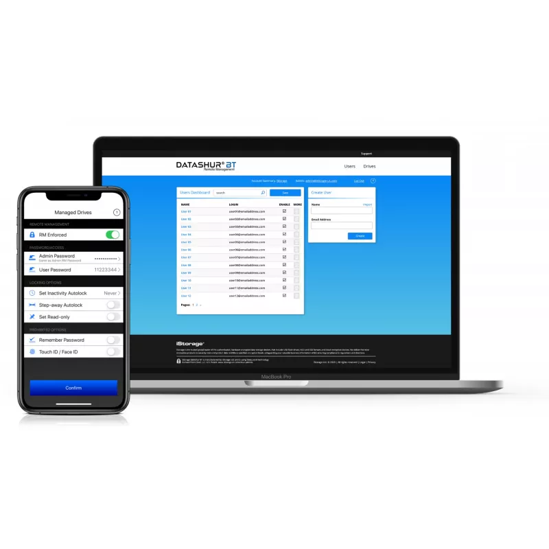 iStorage datAshur BT 64 GB šifrēts USB zibatmiņas disks ar Bluetooth atbloķēšanu