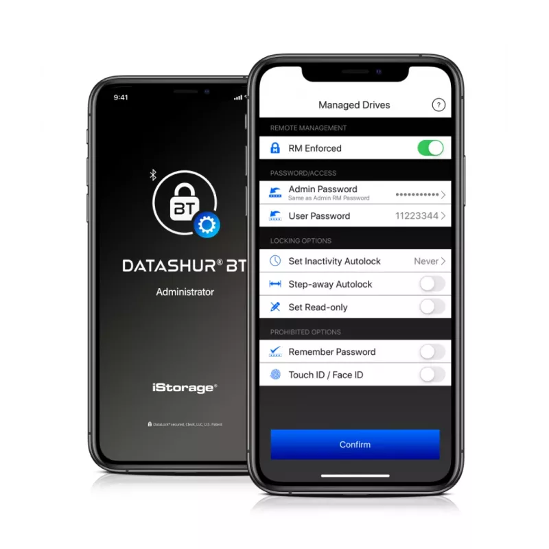 iStorage datAshur BT 64 GB šifrēts USB zibatmiņas disks ar Bluetooth atbloķēšanu