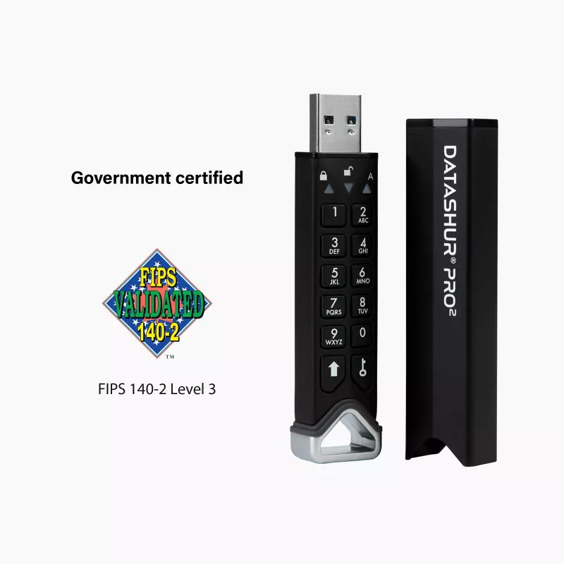 iStorage datAshur PRO2 32 GB | Drošs USB zibatmiņas disks | FIPS 140-2 Level 3 sertificēts | AES-XTS 256 bitu aparatūras šifrēšana | Aizsargāts ar paroli | Putekļu/Ūdens izturīgs