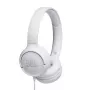 JBL Tune 500 JBLT500WHT uzliekamās austiņas, vadu, ar mikrofonu, plakans nesapinošs vads, baltas