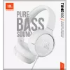 JBL Tune 500 JBLT500WHT uzliekamās austiņas, vadu, ar mikrofonu, plakans nesapinošs vads, baltas