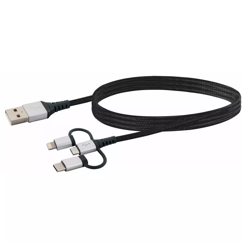 USB kabelis Schwaiger LKU 100 1.5m USB 2.0 A Micro-USB B Melns Sudrabs