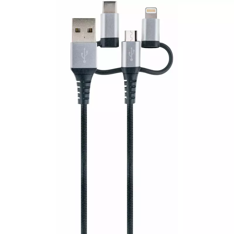 USB kabelis Schwaiger LKU 100 1.5m USB 2.0 A Micro-USB B Melns Sudrabs