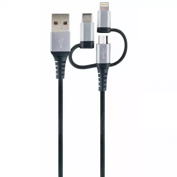 USB kabelis Schwaiger LKU 100 1.5m USB 2.0 A Micro-USB B Melns Sudrabs
